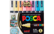 Popisovač UNI POSCA PC-5M, pastelové farby, 8 ks