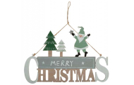 Drevená závesná dekorácia s nápisom Merry Christmas, 1 ks