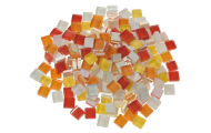 Mozaika mäkké sklo, žltá/červená mix, 1 x 1 cm, 200 g