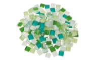 Mozaika mäkké sklo, zelená mix, 1 x 1 cm, 200 g