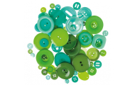 Plastové gombíky, zelené odtiene, 100 g
