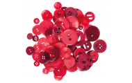 Plastové gombíky, červené odtiene, 100 g