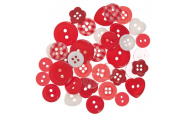 Gombíky mix, červené/biele, ø 0,8 - 1,5 cm, 40 ks