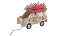 Drevená krabička autičko Merry Christmas, 1 ks