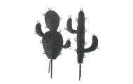 Kovový kaktus, zápich, čierny, 12 x 1,5 x 19 - 20 cm, 2 ks