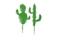 Kovový kaktus, zápich, zelený, 12 x 1,5 x 19 - 20 cm, 2 ks