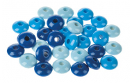 Korálky čočka ø 10 x 5 mm, modrá mix, 33 ks
