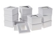 Paper Art krabička s okienkom, biela, 12,5 x 12,5 x 7,5 cm, 12 ks