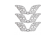 Kovové anjelské krídla, platina, 5,4 x 2 cm, 3 ks