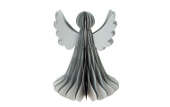 Papierový anjel, sivý/strieborný, 15,5 x 20 cm, 1 ks