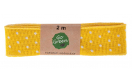 GoGreen bavlnená stuha bodkovaná, žltá, 25 mm x  2 m, 1 ks
