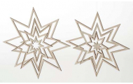 Drevená hviezda 3D, Ø 18,5 cm a Ø 21 cm, 2 dielna