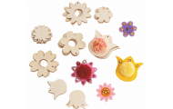 Drevené kvety na brmbolce, 32 ks