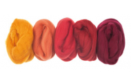 Merino vlna, 10 g, 5 farieb, červené odtiene